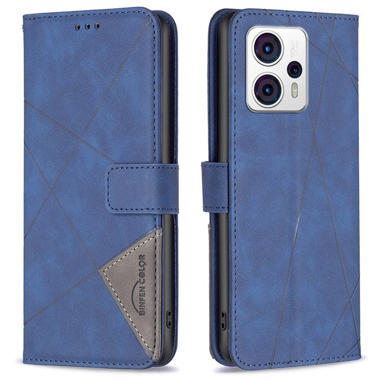 BINFEN COLOR for Motorola Moto G13 4G / G23 4G / G53 5G Wallet Case Magnetic Clasp Leather Phone Stand Cover - Blue