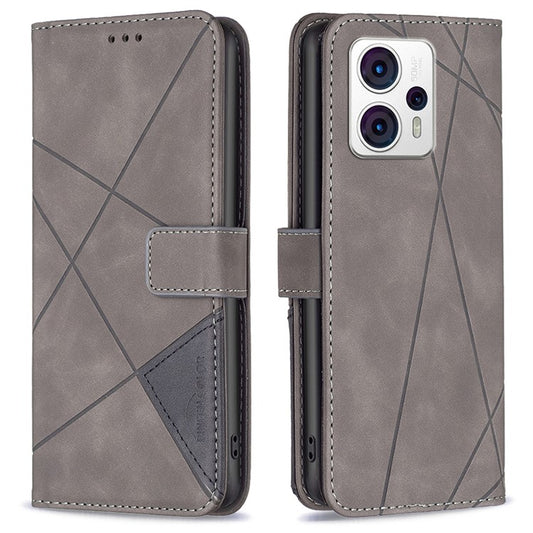 BINFEN COLOR for Motorola Moto G13 4G / G23 4G / G53 5G Wallet Case Magnetic Clasp Leather Phone Stand Cover - Grey