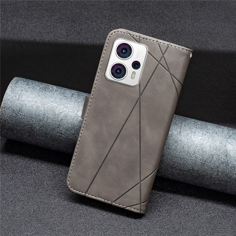 BINFEN COLOR for Motorola Moto G13 4G / G23 4G / G53 5G Wallet Case Magnetic Clasp Leather Phone Stand Cover - Grey