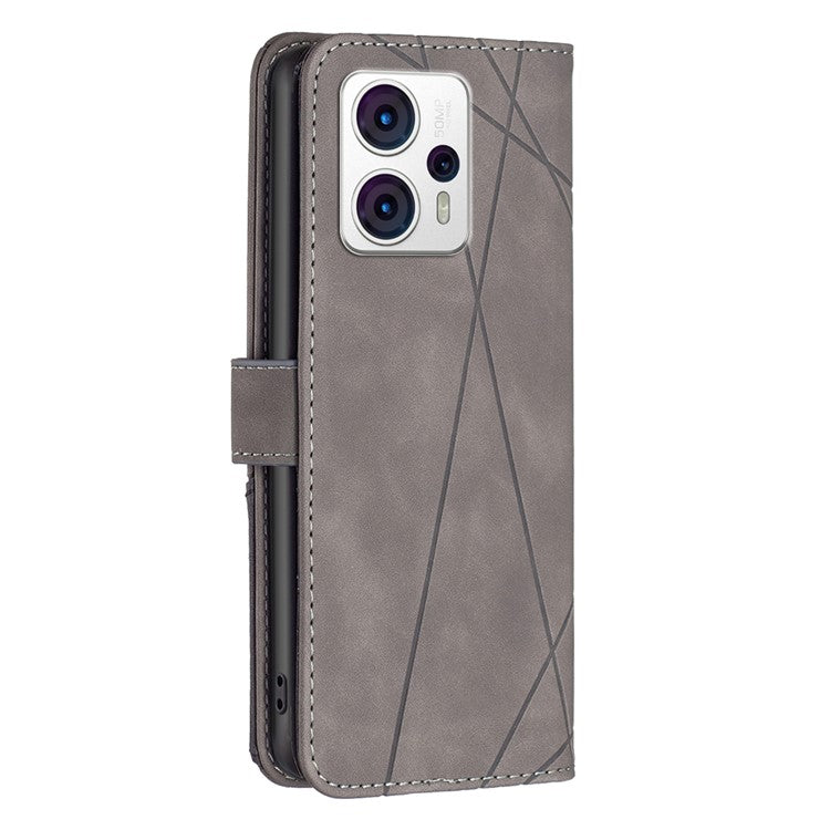 BINFEN COLOR for Motorola Moto G13 4G / G23 4G / G53 5G Wallet Case Magnetic Clasp Leather Phone Stand Cover - Grey