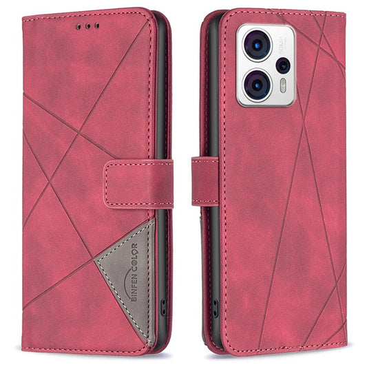 BINFEN COLOR for Motorola Moto G13 4G / G23 4G / G53 5G Wallet Case Magnetic Clasp Leather Phone Stand Cover - Red