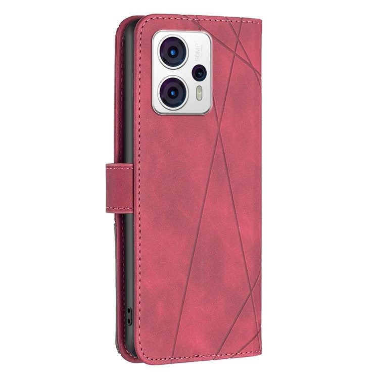 BINFEN COLOR for Motorola Moto G13 4G / G23 4G / G53 5G Wallet Case Magnetic Clasp Leather Phone Stand Cover - Red