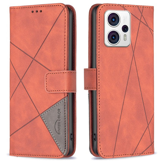 BINFEN COLOR for Motorola Moto G13 4G / G23 4G / G53 5G Wallet Case Magnetic Clasp Leather Phone Stand Cover - Brown