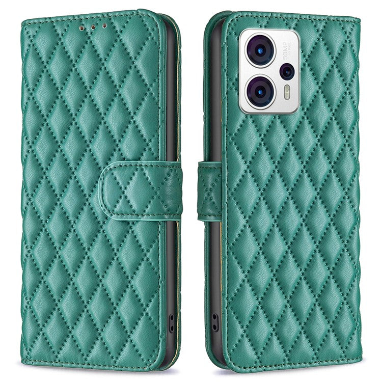 BINFEN COLOR Leather Anti-fall Phone Case for Motorola Moto G13 4G / G23 4G / G53 5G, Wallet Stand BF Style-14 Protective Phone Cover - Green