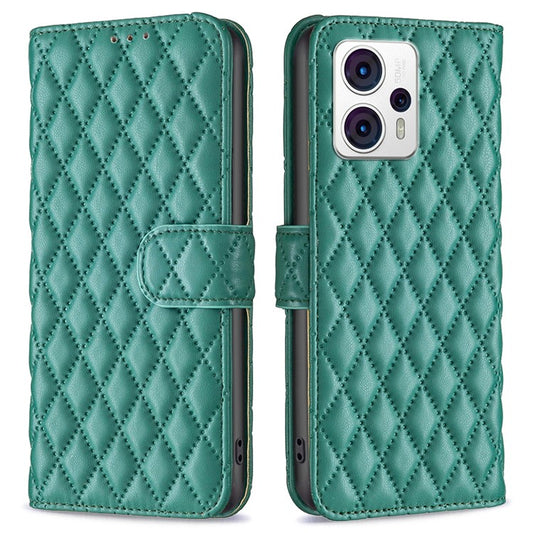 BINFEN COLOR Leather Anti-fall Phone Case for Motorola Moto G13 4G / G23 4G / G53 5G, Wallet Stand BF Style-14 Protective Phone Cover - Green