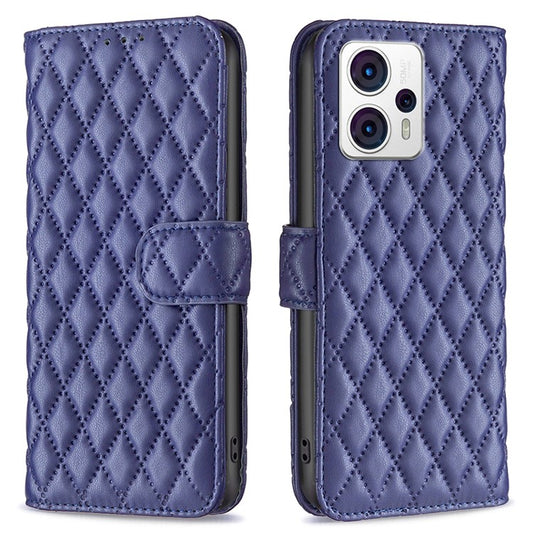 BINFEN COLOR Leather Anti-fall Phone Case for Motorola Moto G13 4G / G23 4G / G53 5G, Wallet Stand BF Style-14 Protective Phone Cover - Blue