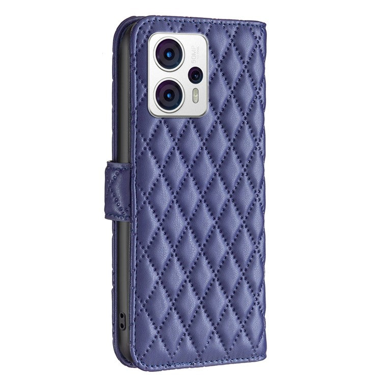 BINFEN COLOR Leather Anti-fall Phone Case for Motorola Moto G13 4G / G23 4G / G53 5G, Wallet Stand BF Style-14 Protective Phone Cover - Blue
