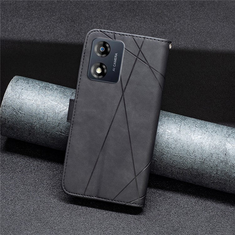BINFEN COLOR for Motorola Moto E13 4G Wallet Case Magnetic Clasp Leather Phone Stand Cover - Black