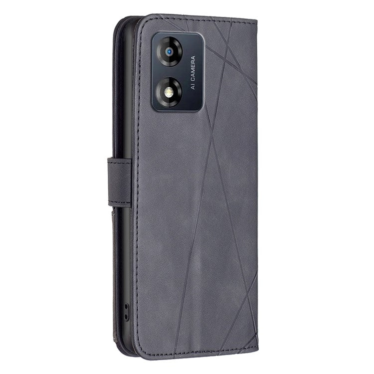 BINFEN COLOR for Motorola Moto E13 4G Wallet Case Magnetic Clasp Leather Phone Stand Cover - Black