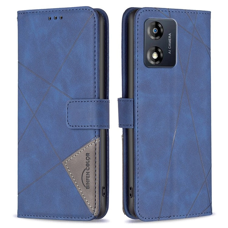 BINFEN COLOR for Motorola Moto E13 4G Wallet Case Magnetic Clasp Leather Phone Stand Cover - Blue