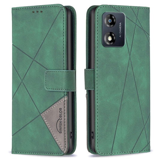 BINFEN COLOR for Motorola Moto E13 4G Wallet Case Magnetic Clasp Leather Phone Stand Cover - Green