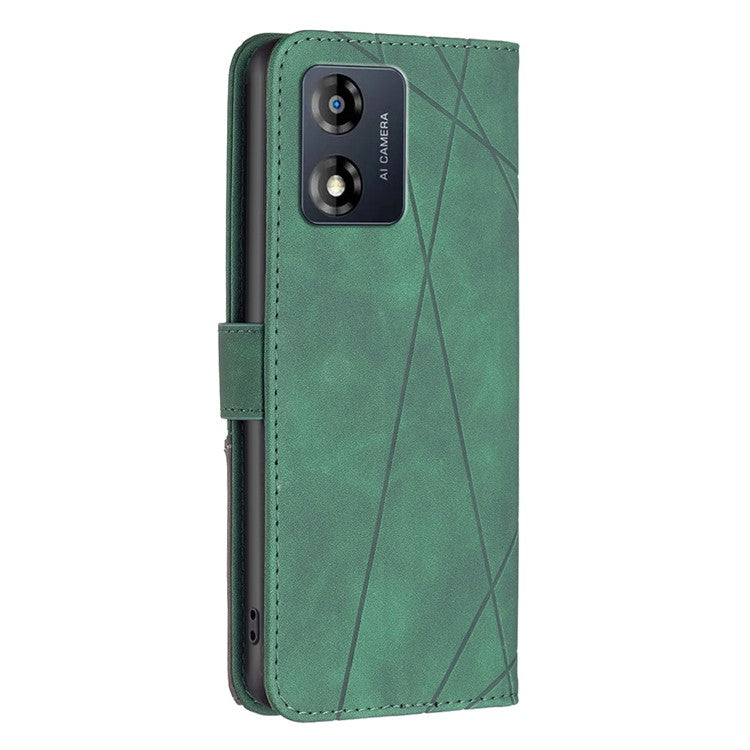 BINFEN COLOR for Motorola Moto E13 4G Wallet Case Magnetic Clasp Leather Phone Stand Cover - Green
