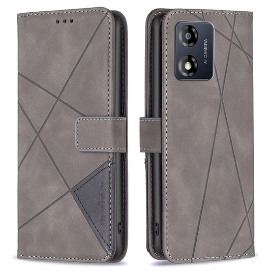 BINFEN COLOR for Motorola Moto E13 4G Wallet Case Magnetic Clasp Leather Phone Stand Cover - Grey