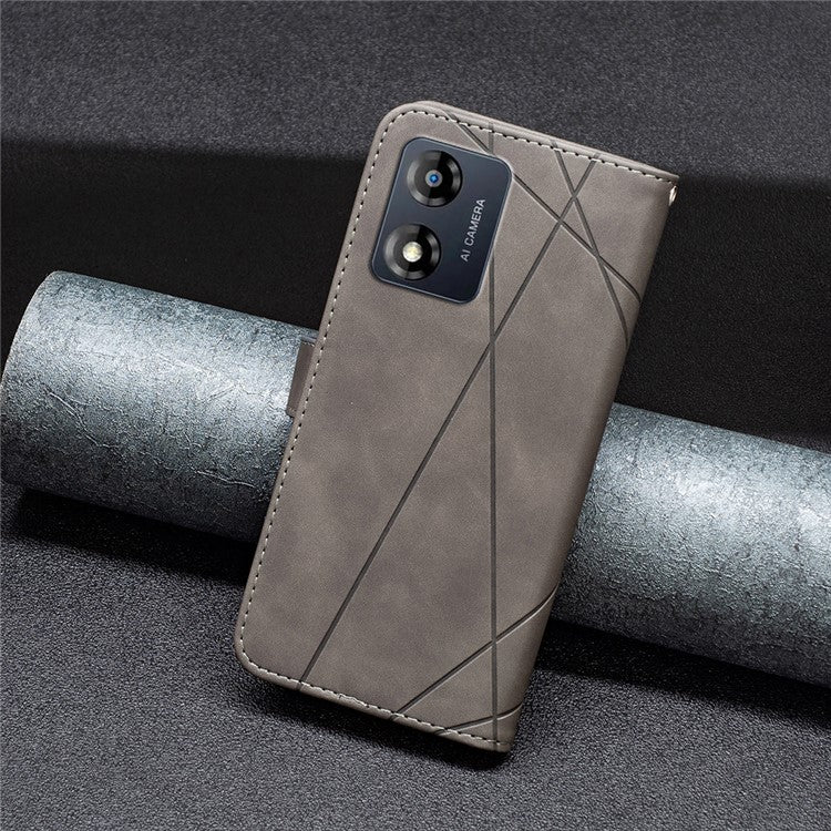 BINFEN COLOR for Motorola Moto E13 4G Wallet Case Magnetic Clasp Leather Phone Stand Cover - Grey