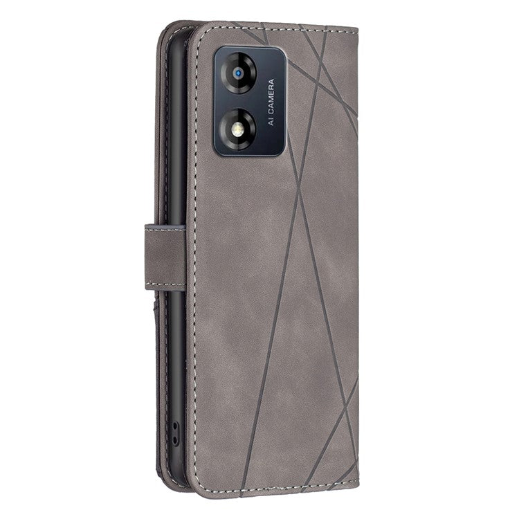 BINFEN COLOR for Motorola Moto E13 4G Wallet Case Magnetic Clasp Leather Phone Stand Cover - Grey
