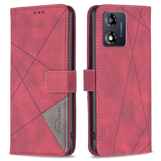 BINFEN COLOR for Motorola Moto E13 4G Wallet Case Magnetic Clasp Leather Phone Stand Cover - Red