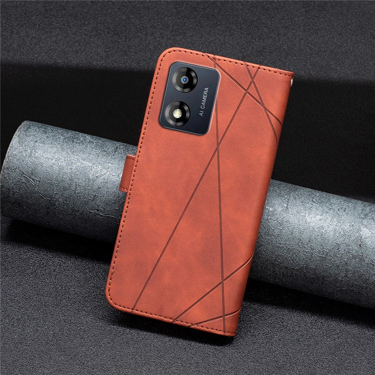 BINFEN COLOR for Motorola Moto E13 4G Wallet Case Magnetic Clasp Leather Phone Stand Cover - Brown