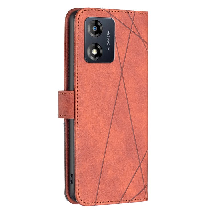 BINFEN COLOR for Motorola Moto E13 4G Wallet Case Magnetic Clasp Leather Phone Stand Cover - Brown