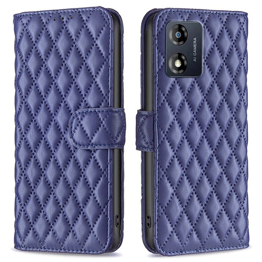 BINFEN COLOR for Motorola Moto E13 4G Anti-shock Leather Phone Case Wallet Stand BF Style-14 Anti-scratch Phone Cover - Blue