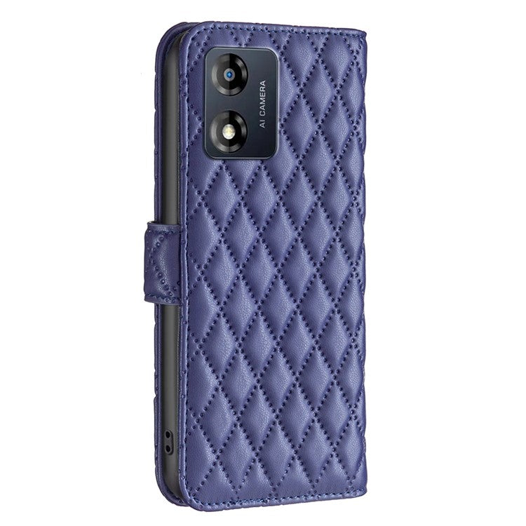BINFEN COLOR for Motorola Moto E13 4G Anti-shock Leather Phone Case Wallet Stand BF Style-14 Anti-scratch Phone Cover - Blue
