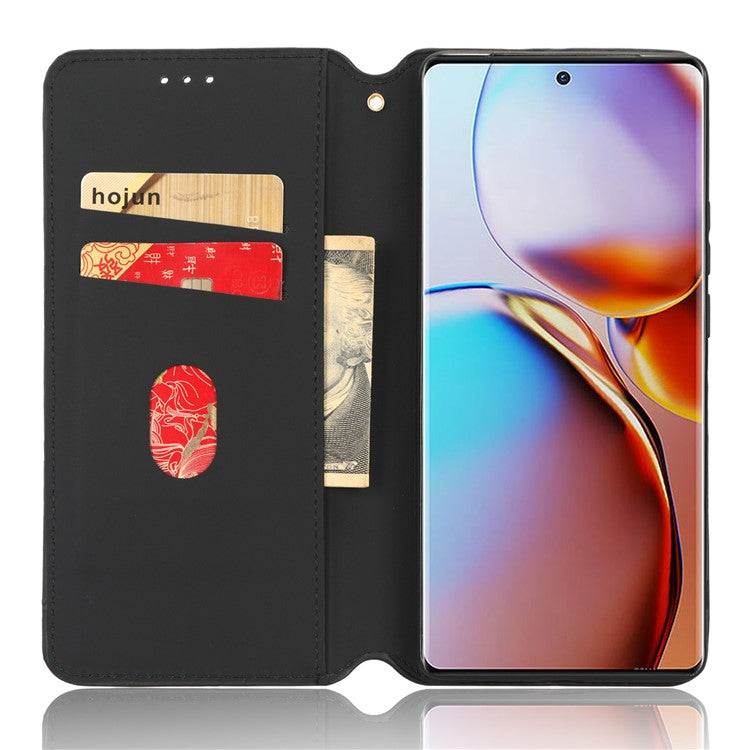PU Leather Flip Wallet Phone Case for Motorola Moto X40 5G / Edge 40 Pro 5G / Edge+ (2023) Dustproof Shell Imprinted Rhombus Pattern Magnetic Closure Stand Cover - Purple