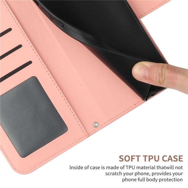 Anti-drop Phone Case For Motorola Moto G23 4G / G13 4G, HT04 Sunflower Imprinted Leather Anti-scratch Flip Wallet Cover Stand - Light Pink