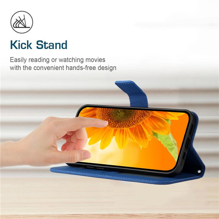 Anti-drop Phone Case For Motorola Moto G23 4G / G13 4G, HT04 Sunflower Imprinted Leather Anti-scratch Flip Wallet Cover Stand - Sapphire