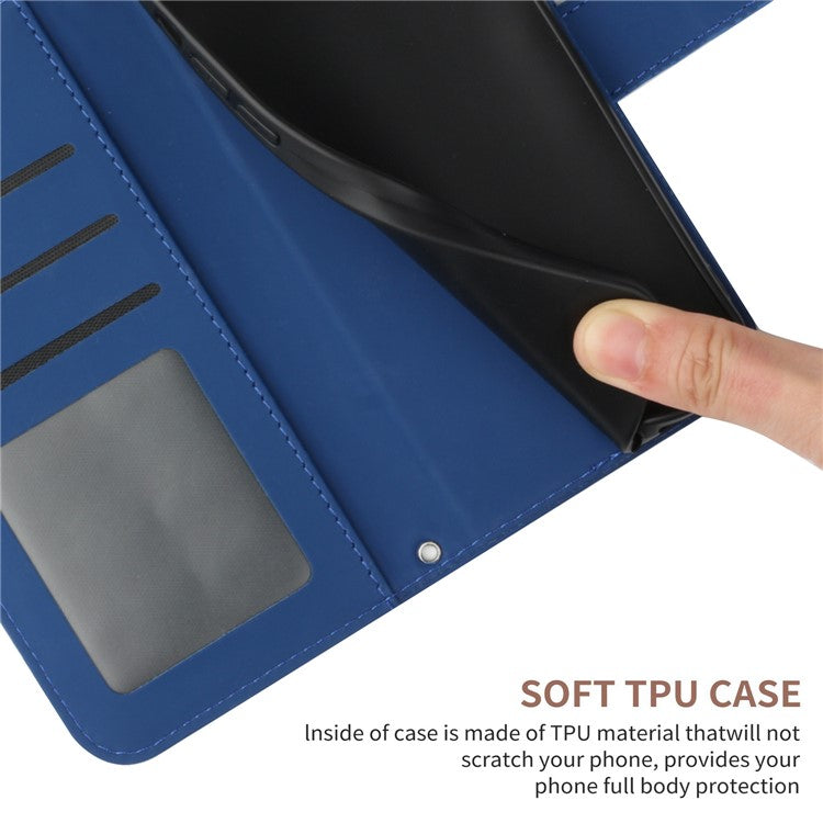 Anti-drop Phone Case For Motorola Moto G23 4G / G13 4G, HT04 Sunflower Imprinted Leather Anti-scratch Flip Wallet Cover Stand - Sapphire