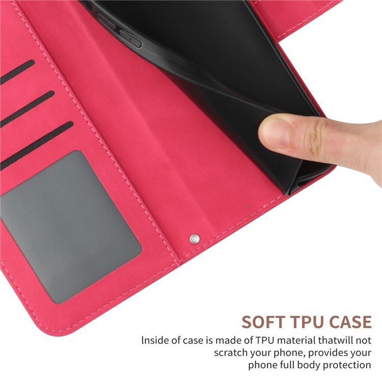 Anti-drop Phone Case For Motorola Moto G23 4G / G13 4G, HT04 Sunflower Imprinted Leather Anti-scratch Flip Wallet Cover Stand - Rose