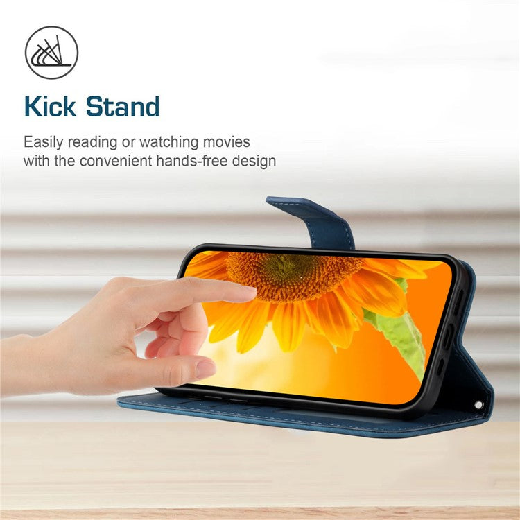 Anti-drop Phone Case For Motorola Moto G23 4G / G13 4G, HT04 Sunflower Imprinted Leather Anti-scratch Flip Wallet Cover Stand - Dark Blue