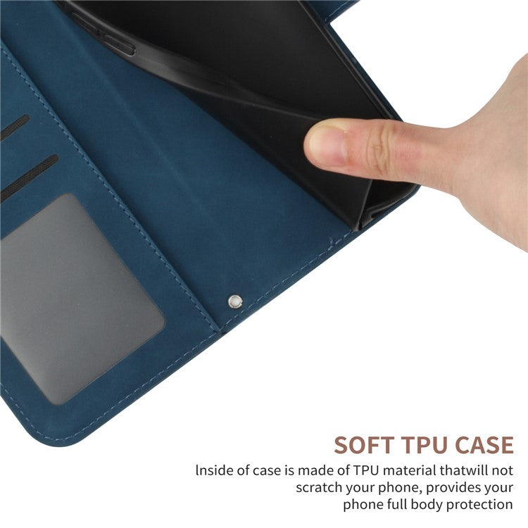 Anti-drop Phone Case For Motorola Moto G23 4G / G13 4G, HT04 Sunflower Imprinted Leather Anti-scratch Flip Wallet Cover Stand - Dark Blue