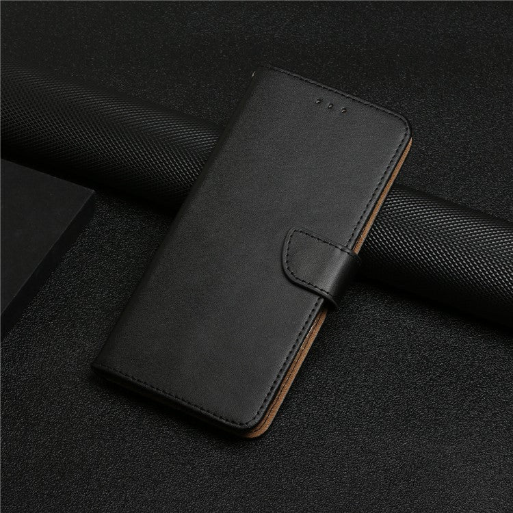 HT02 For Motorola Edge+ (2023) / Edge 40 Pro 5G / Moto X40 5G Genuine Leather Phone Case Nappa Texture Wallet Stand Cover - Black