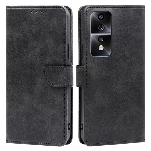Cell Phone Case for Honor 80 GT 5G, Anti-scratch Calf Texture Stand Wallet PU Leather Phone Cover - Black
