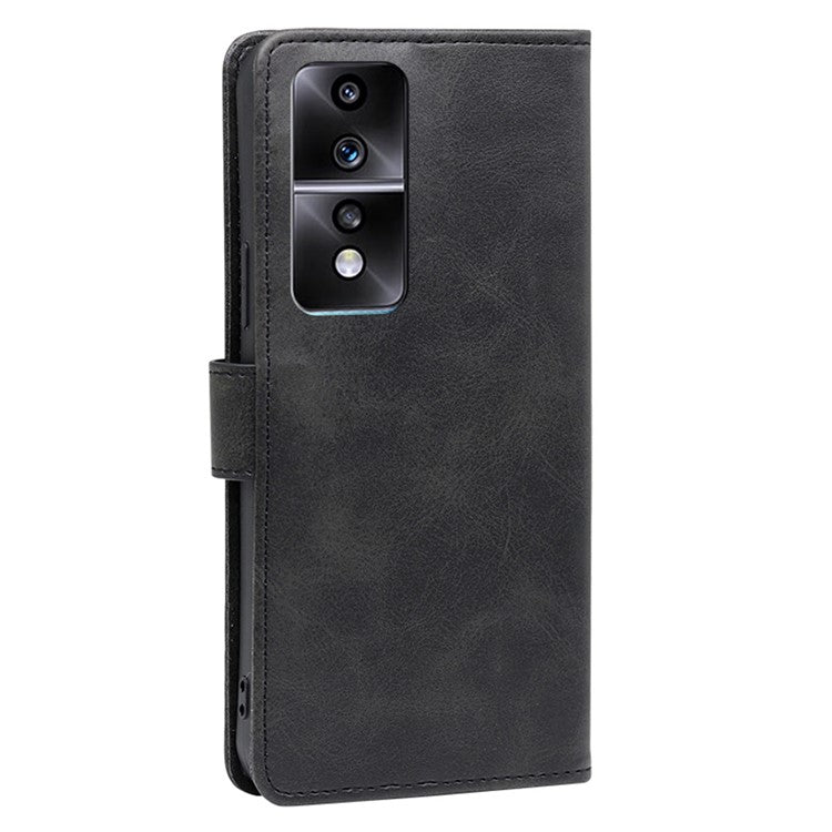 Cell Phone Case for Honor 80 GT 5G, Anti-scratch Calf Texture Stand Wallet PU Leather Phone Cover - Black