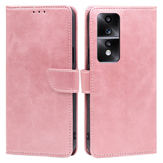 Cell Phone Case for Honor 80 GT 5G, Anti-scratch Calf Texture Stand Wallet PU Leather Phone Cover - Rose Gold