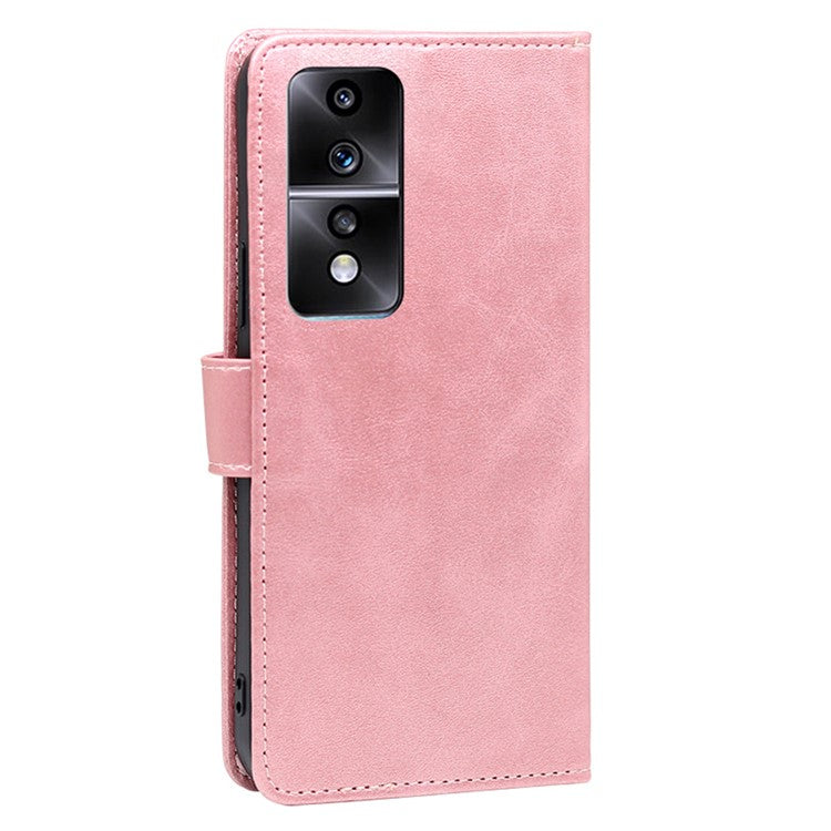 Cell Phone Case for Honor 80 GT 5G, Anti-scratch Calf Texture Stand Wallet PU Leather Phone Cover - Rose Gold
