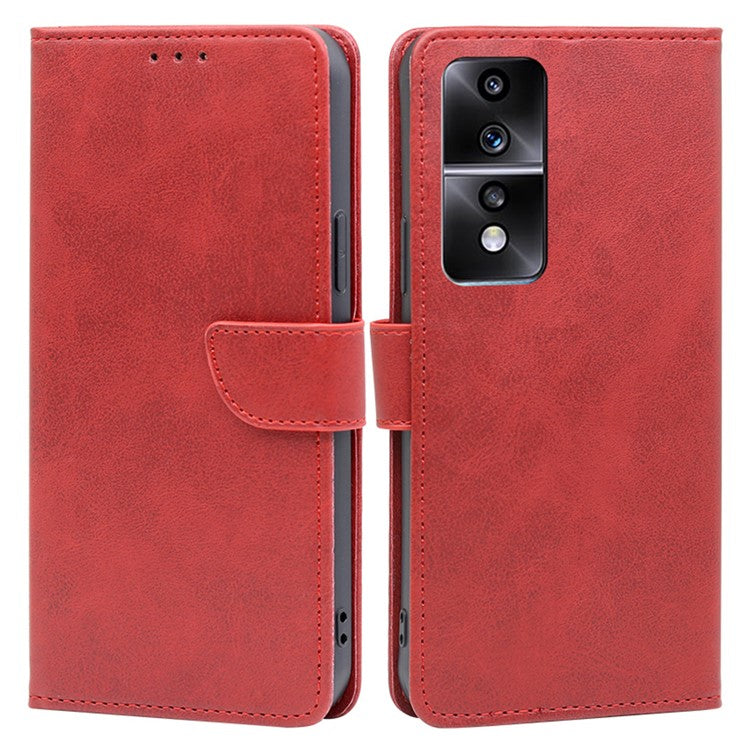 Cell Phone Case for Honor 80 GT 5G, Anti-scratch Calf Texture Stand Wallet PU Leather Phone Cover - Red