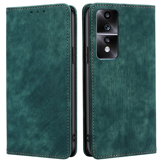 For Honor 80 GT 5G PU Leather Wallet Magnetic Auto-absorbed Stand Cover RFID Blocking Phone Case - Green