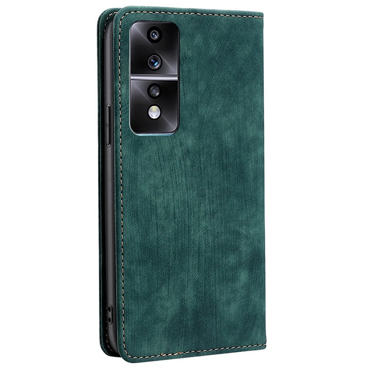 For Honor 80 GT 5G PU Leather Wallet Magnetic Auto-absorbed Stand Cover RFID Blocking Phone Case - Green