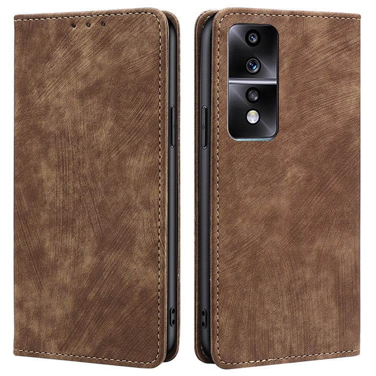 For Honor 80 GT 5G PU Leather Wallet Magnetic Auto-absorbed Stand Cover RFID Blocking Phone Case - Brown
