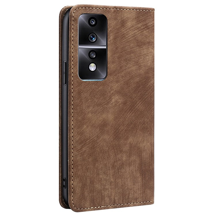 For Honor 80 GT 5G PU Leather Wallet Magnetic Auto-absorbed Stand Cover RFID Blocking Phone Case - Brown