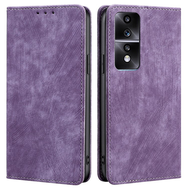 For Honor 80 GT 5G PU Leather Wallet Magnetic Auto-absorbed Stand Cover RFID Blocking Phone Case - Purple