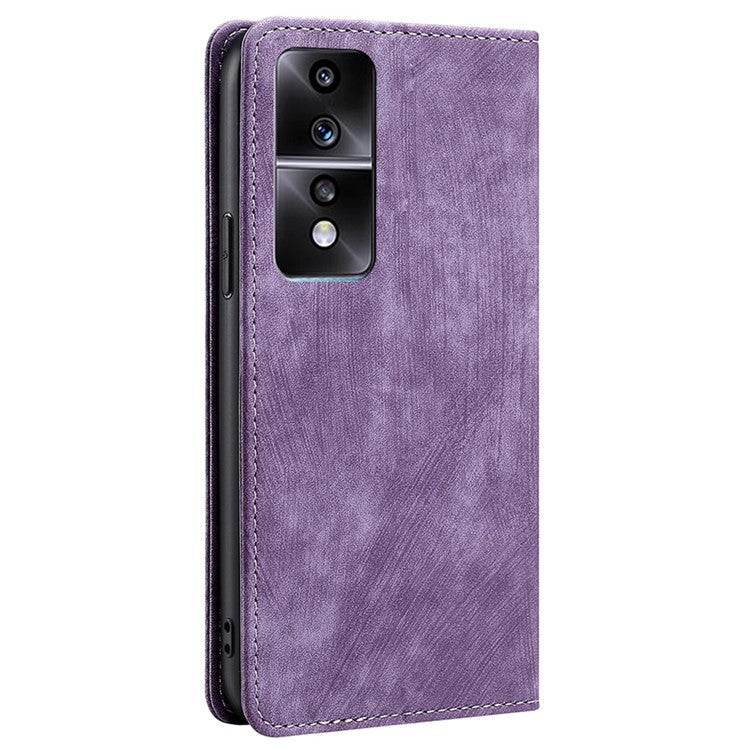 For Honor 80 GT 5G PU Leather Wallet Magnetic Auto-absorbed Stand Cover RFID Blocking Phone Case - Purple