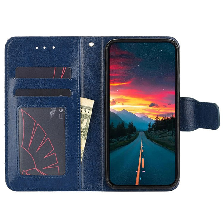 For Honor 80 GT 5G Textured PU Leather Wallet Phone Stand Cover Shockproof Mobile Case - Sapphire