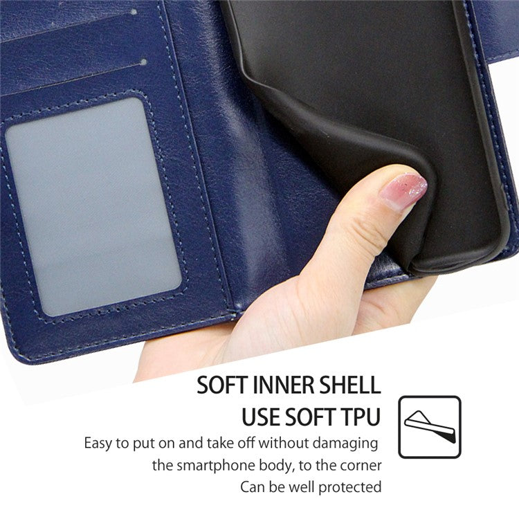 For Honor 80 GT 5G Textured PU Leather Wallet Phone Stand Cover Shockproof Mobile Case - Sapphire