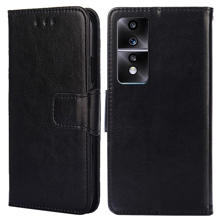 For Honor 80 GT 5G Textured PU Leather Wallet Phone Stand Cover Shockproof Mobile Case - Black
