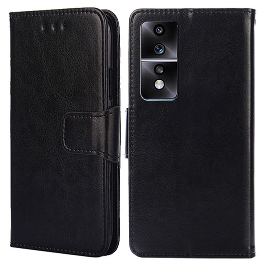 For Honor 80 GT 5G Textured PU Leather Wallet Phone Stand Cover Shockproof Mobile Case - Black