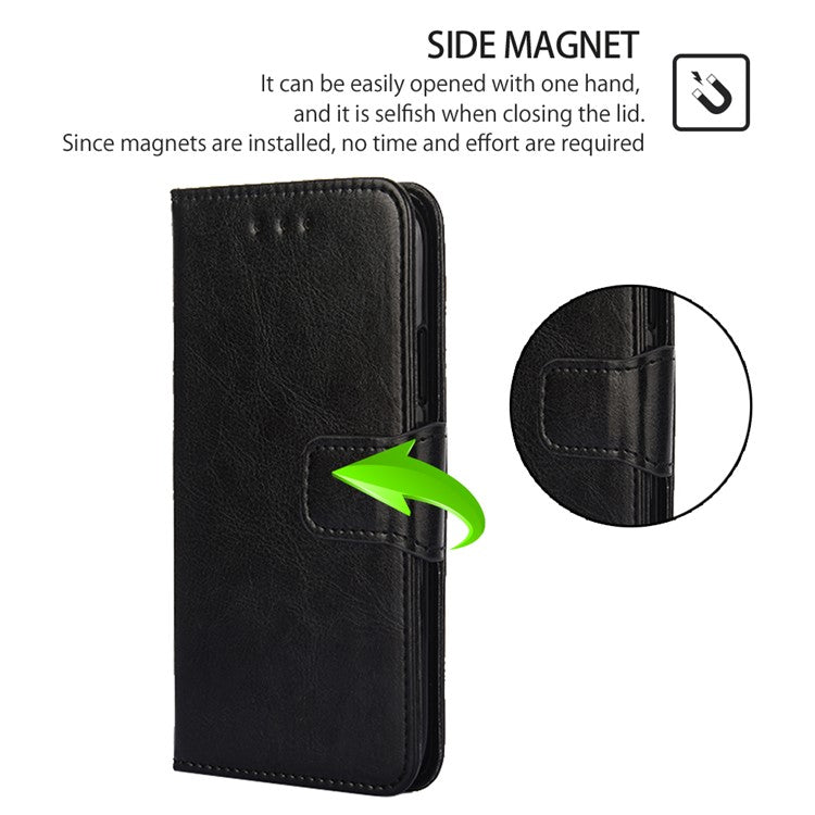 For Honor 80 GT 5G Textured PU Leather Wallet Phone Stand Cover Shockproof Mobile Case - Black
