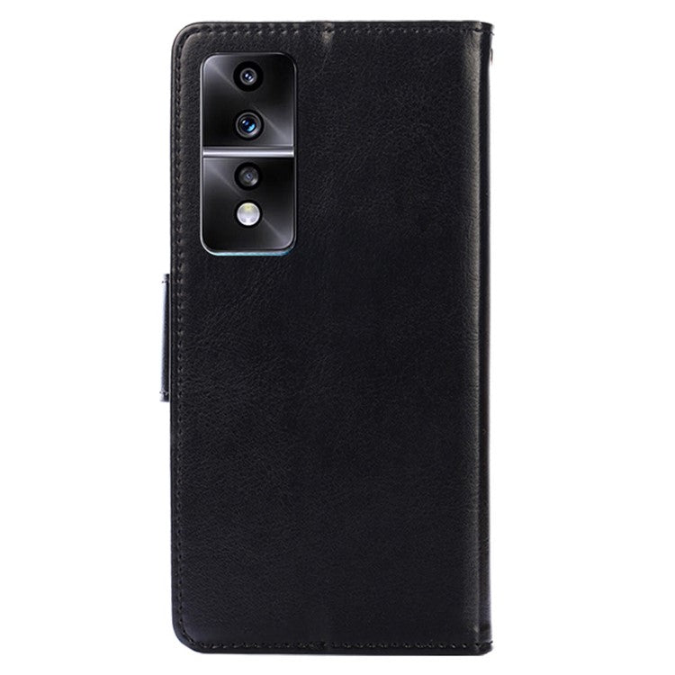 For Honor 80 GT 5G Textured PU Leather Wallet Phone Stand Cover Shockproof Mobile Case - Black
