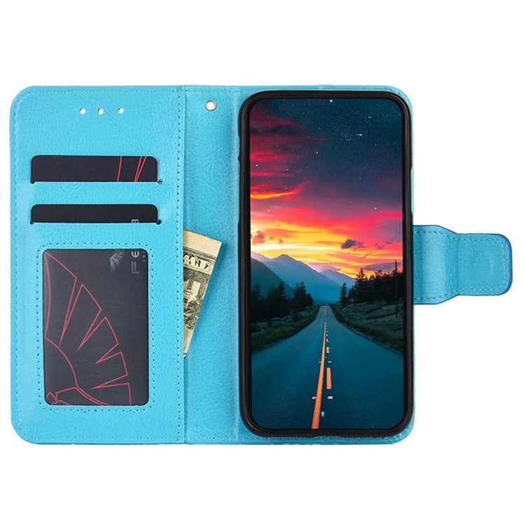 For Honor 80 GT 5G Textured PU Leather Wallet Phone Stand Cover Shockproof Mobile Case - Baby Blue